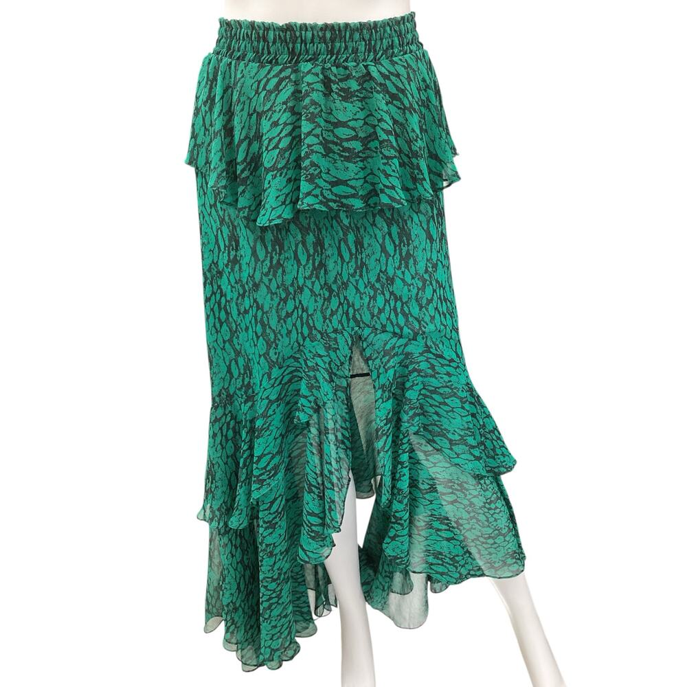 Misa Los Angeles Skirt Womens SZ XS Long Scalloped Ruffle Accents Stretchy Waist